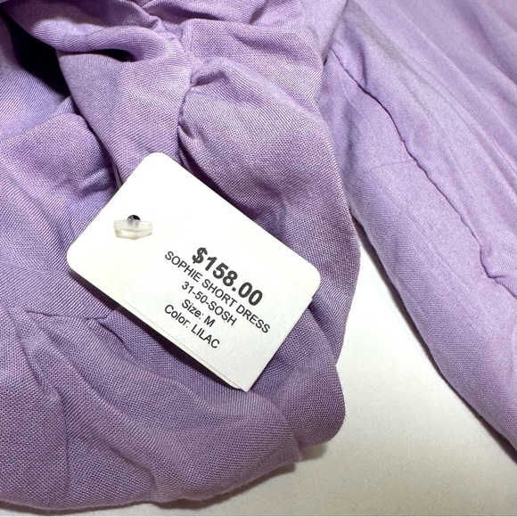 SKEMO NWT Lilac Purple Cut Out Bubble Sleeve Keyhole Mini Dress Size Medium $158 - Picture 4 of 12